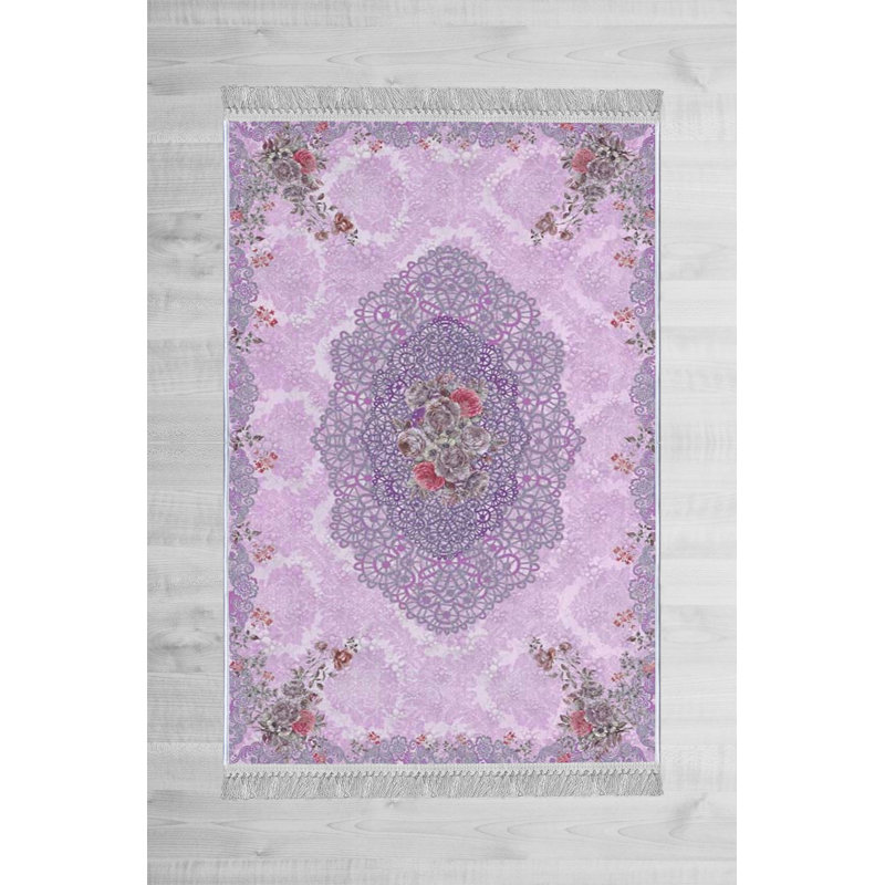 Luxurious Velvet Area Rug, 5.9 x 9.2 Feet | 100% Velvet Fabric, 100% Cotton Sole, 0.4 in Pile Height | Antibacterial, Non-Slip, Machine Washable | Elegant 3D Digital Print for Living Room & Bedroom Decor