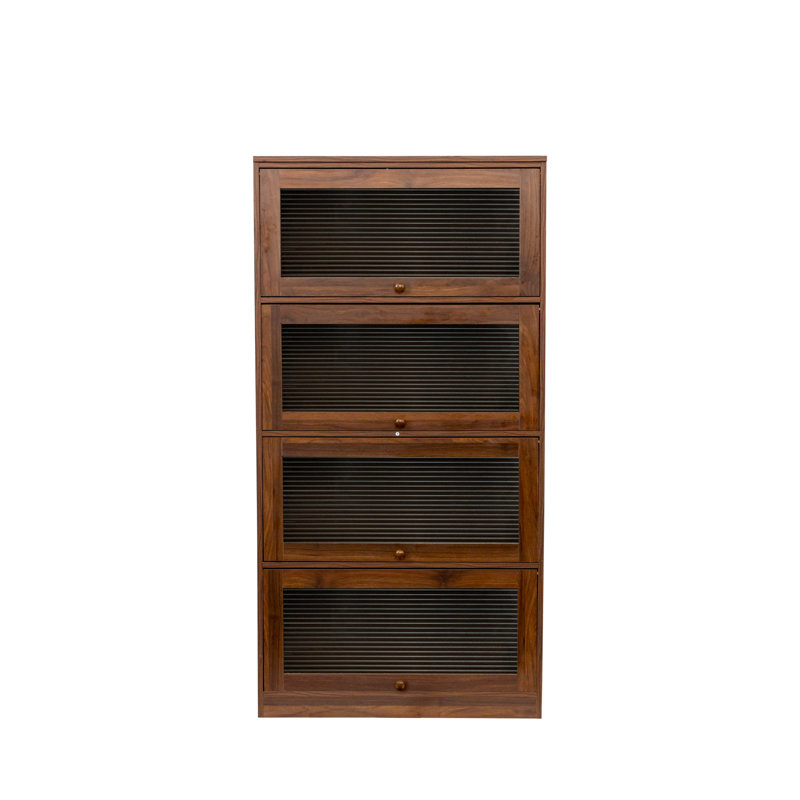 Bibliothèque contemporaine avec portes fermées en verre et armoire de rangement de bureau