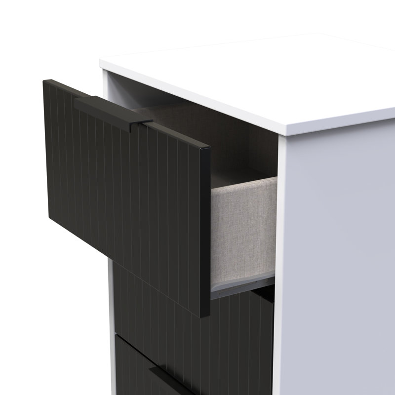 Atsumi 45cm W Manufactured Wood Bedside Table, Deep Black/White Matt