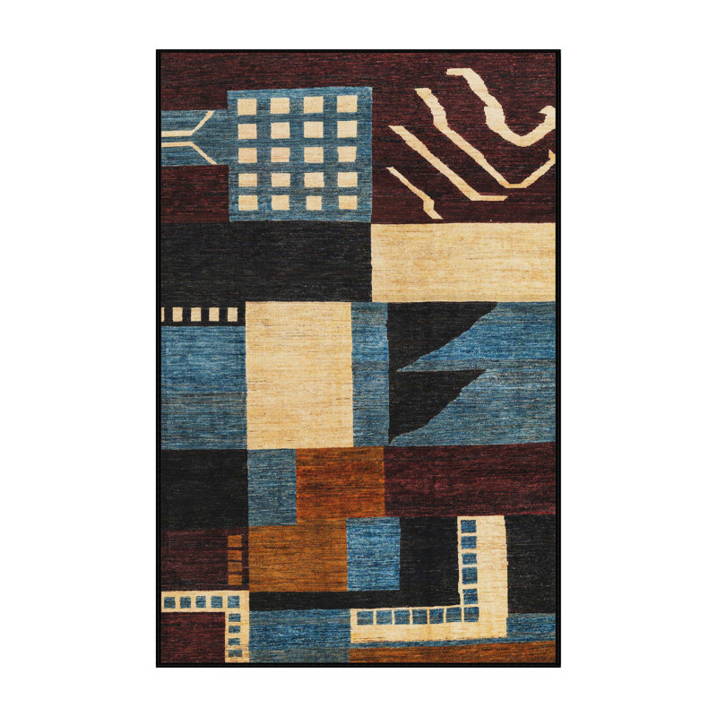 Tapis crème / bleu / brun Brynne, Rectangle 6 pi x 9 pi