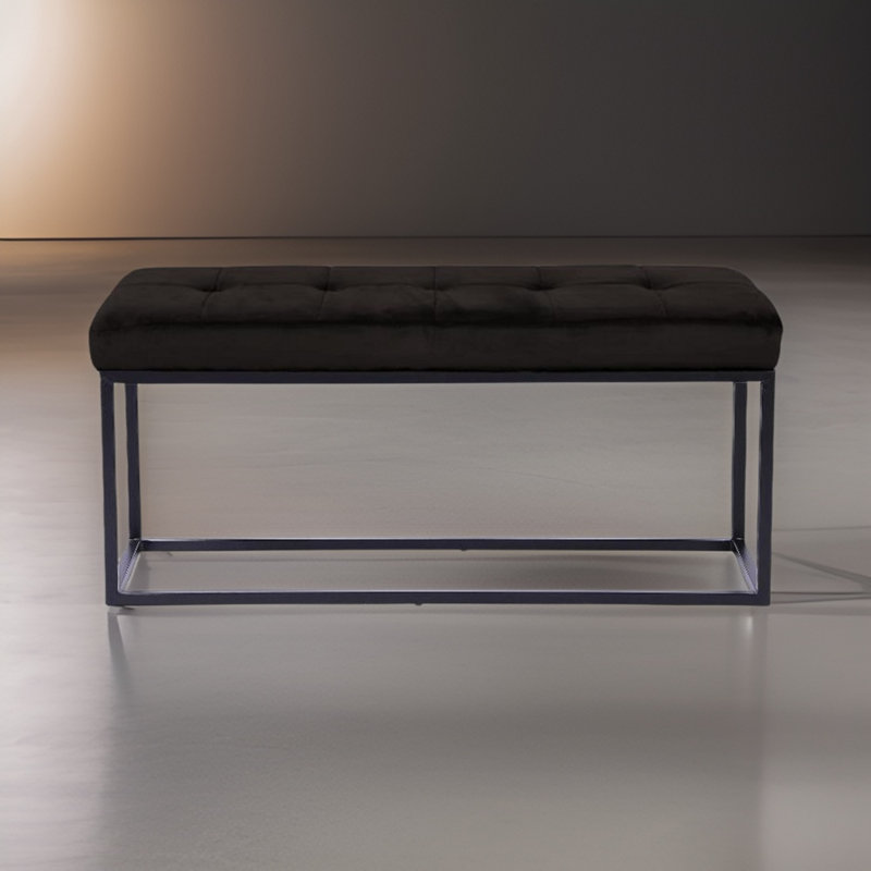 Banc rembourré en velours Chepstow, Noir, Noir