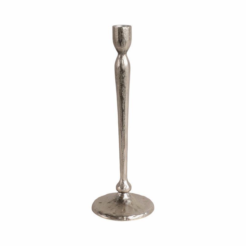 Sagebrook Home 15X5" Traditional Cast Iron Taper Holder, Silver, 12" H x 4" W x 4" D