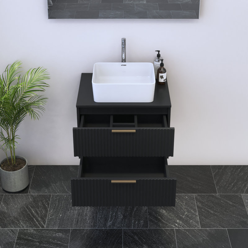 Meuble-lavabo noir 23,6 po Madera, Noir