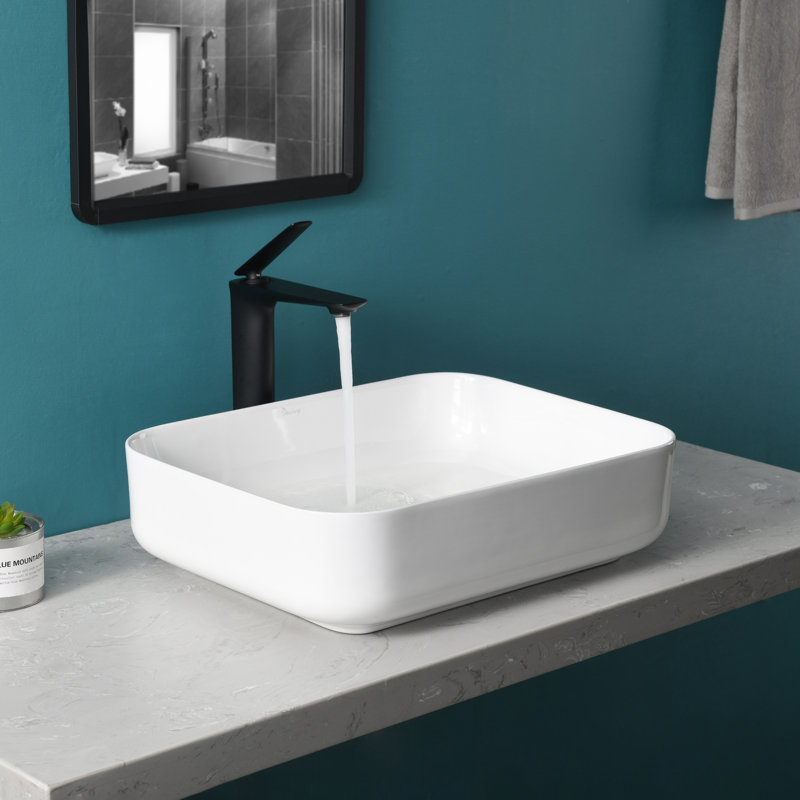 Davivy 15.6'' Ceramic Rectangular Bathroom Sink, White