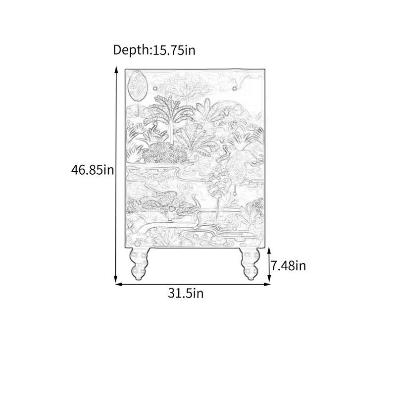 Armoire de rangement élégante en noyer avec cinq tiroirs