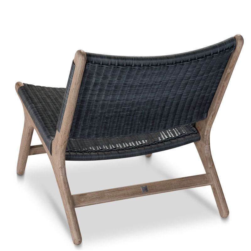 Verge Outdoor Teak Lounge Chair, Driftwood Teak, Navy