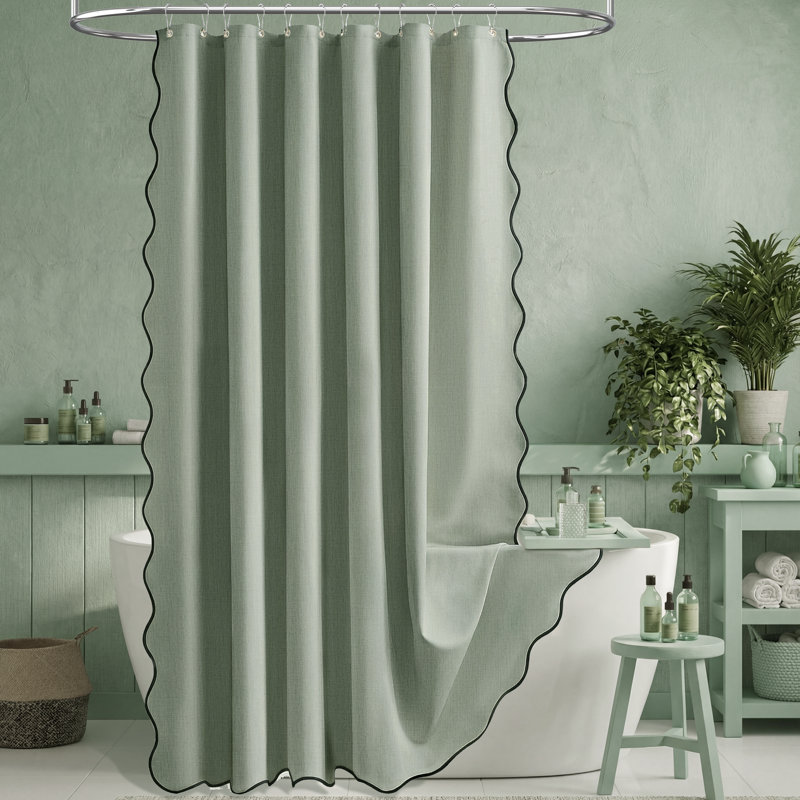 Rideaux de douche Boho Linen, H 72 po x l 72 po, Vert sauge