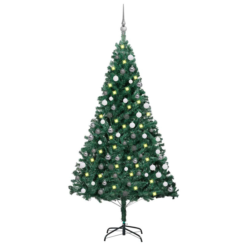 Artificial Christmas Tree with LEDs&Ball Set, 6.89ft H x 3.61ft W x 3.61ft D