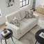 Causeuse rembourrée en chenille beige moderne avec coussins décoratifs Canapé confortable à 2 places