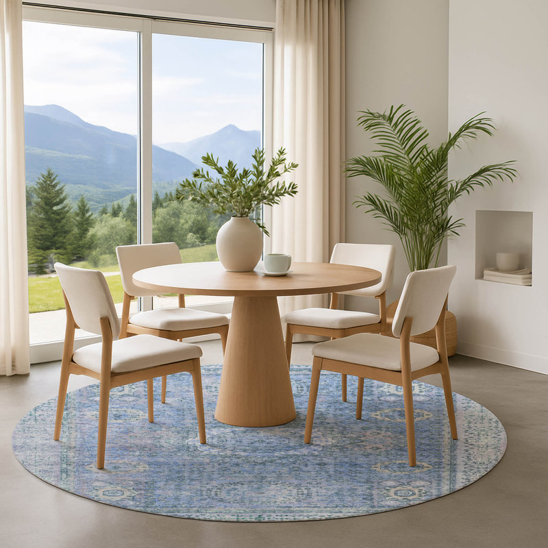Premium Machine Washable Lubbers AMF1740 Border Rug, Round 8'