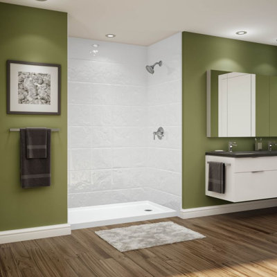 12x12 Tile White Acrylic Alcove Shower Walls