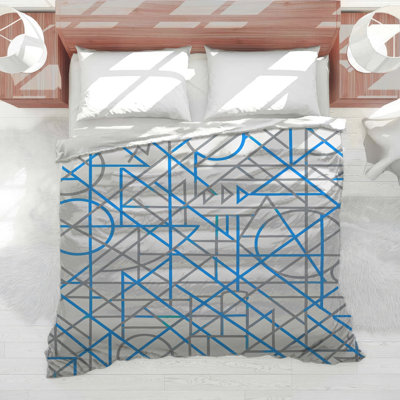 Édredon bleu-gris à formes géométriques