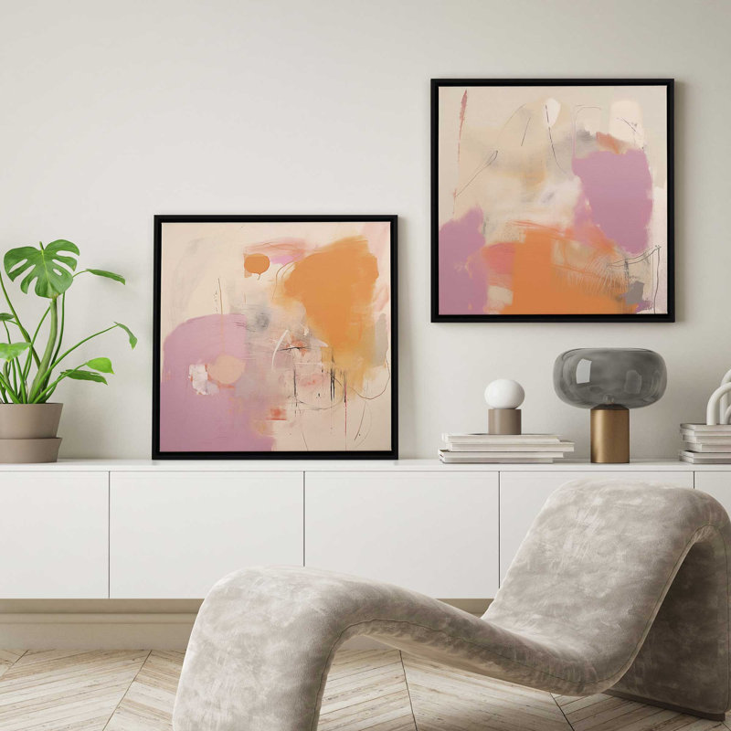"Cotton Candy Delight" par Golden Glow Interiors 2 - Pièces sur toile, Cadre noir satiné, H 14 po x l 14 po