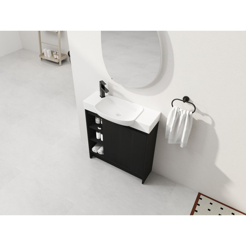 Ensemble de meuble-lavabo autoportant Roomfitter, Dark Brown Wood