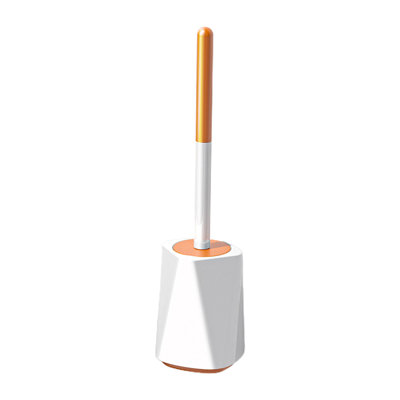 Toilet Bowl Brush With Strong Bristles And Heavy Base, Long Handle Bathroom Cleaning Set, 16.1x4.3x4.3in Orange
