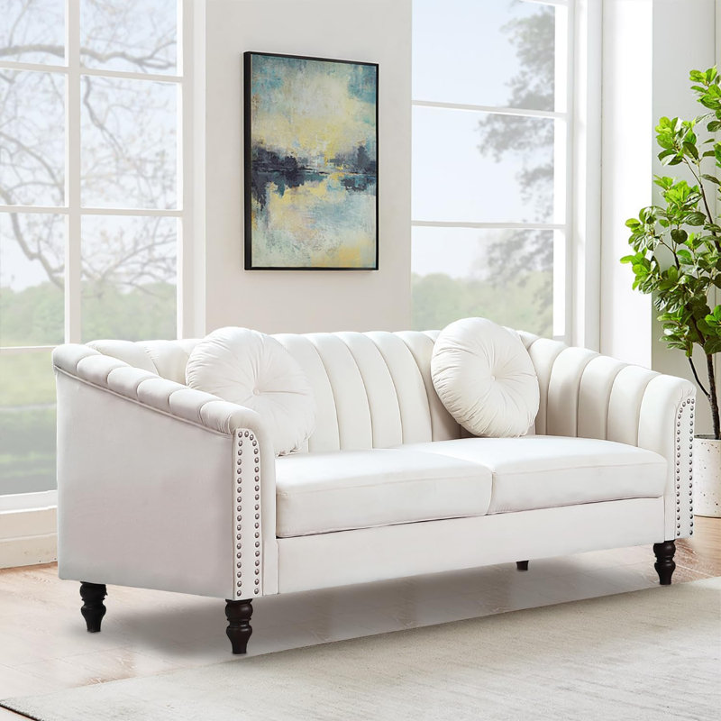 Ginelle 3-Piece White Microfiber Living Room Sofa Set