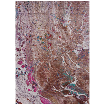 Machine Washable Indoor/Outdoor Chantille ACN2730 Abstract Rug