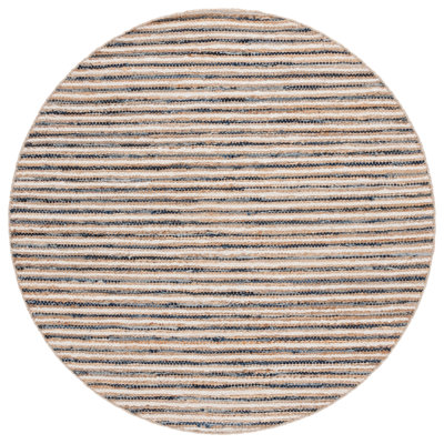 Abishanth Woven Jute/Canvas/Cotton Performance Striped Rug in Natural/Navy