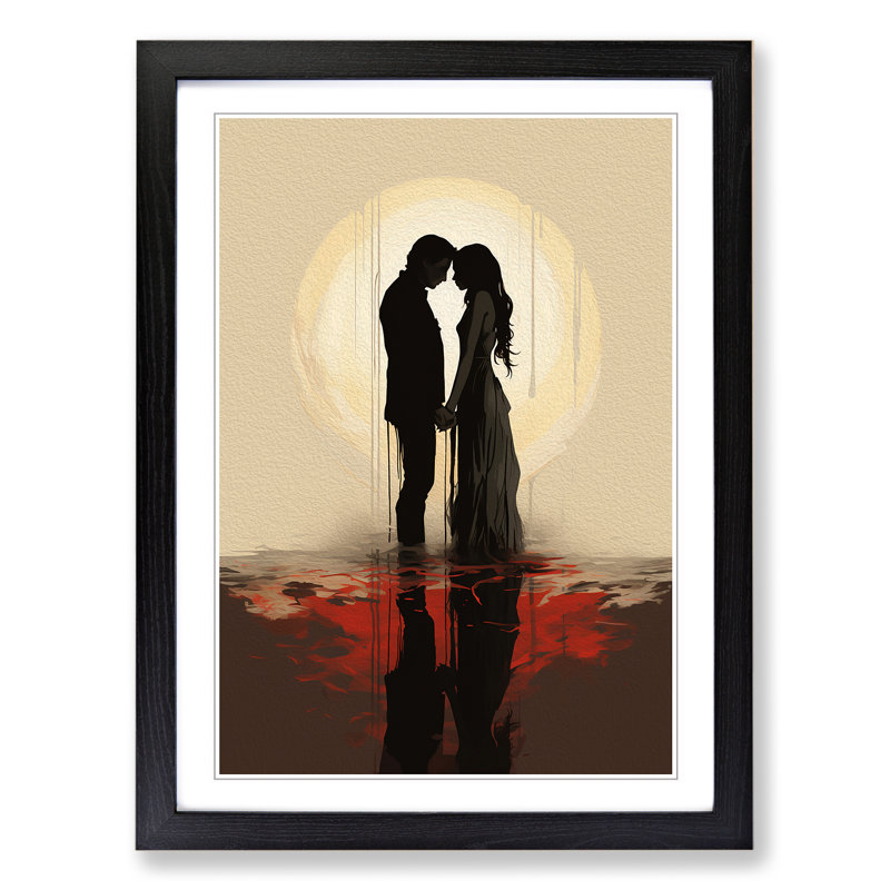 XYZ-FRM-V1223-4396 Lovers Minimalism - Single Picture Frame Print on Wood, Black , 34cm H x 25cm W x 2cm D