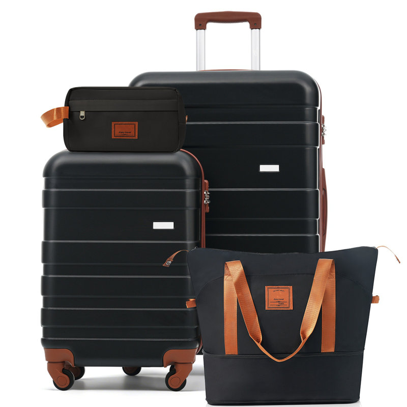 Ensemble de bagages 4 pièces - Valise à carreaux 20 po, valise à carreaux 28 po avec sac de toilette TSA