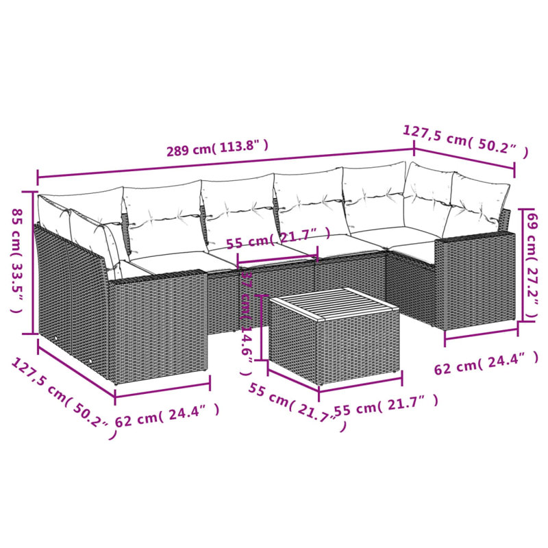 Vidaxl Garden Sofa Set Black