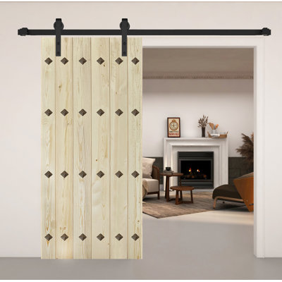 Panneau de porte de grange à panneaux en bois et en métal bricolage sans trousse de quincaillerie d'installation