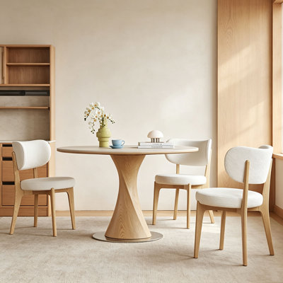 Table de salle à manger ronde en bois et en métal