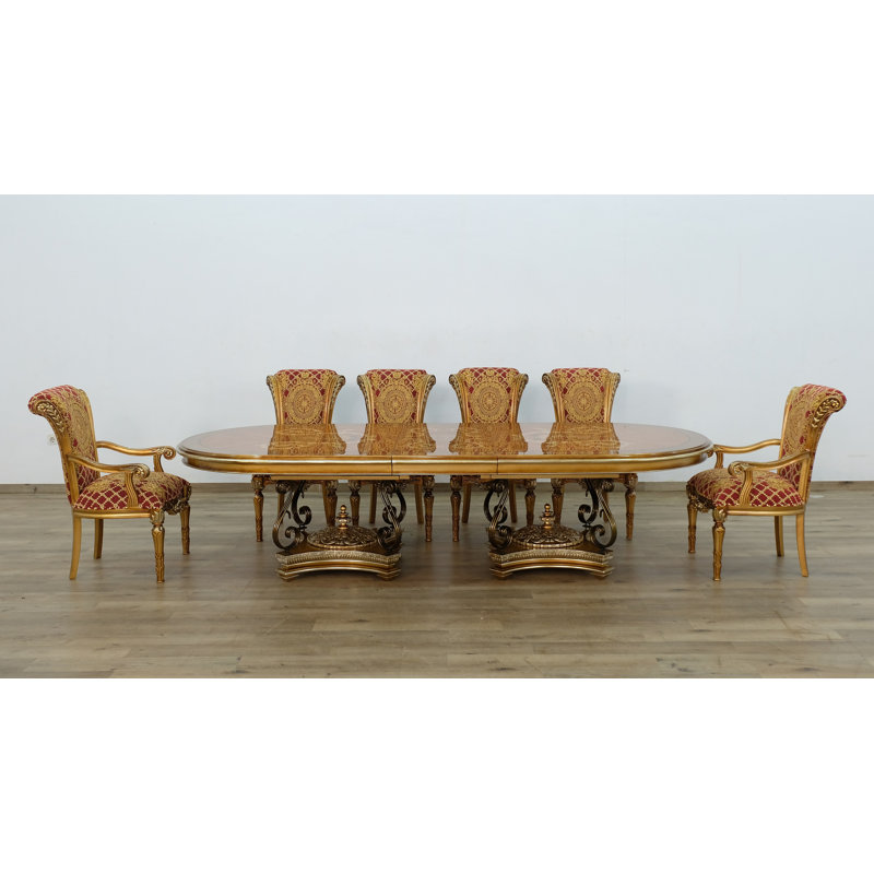 Valentinca 9 - Piece Extendable Solid Wood Dining Set, Red