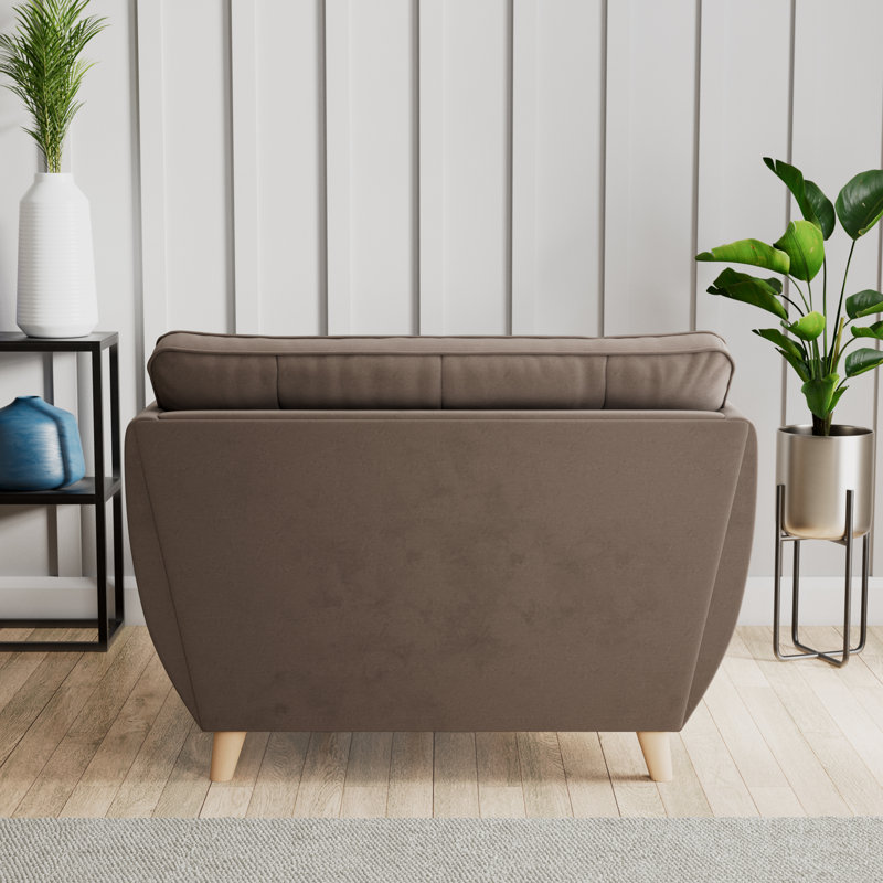 Hoxton Upholstered Chair and a Half, Mole, Beige Wood