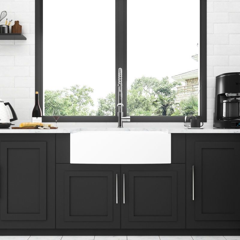 Lavabo 30 po en céramique blanche - façade à tablier avec bord arqué, fabrication blanche 30 po, tendance