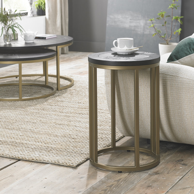 Areliz Frame End Table, Gold, Peppercorn Ash