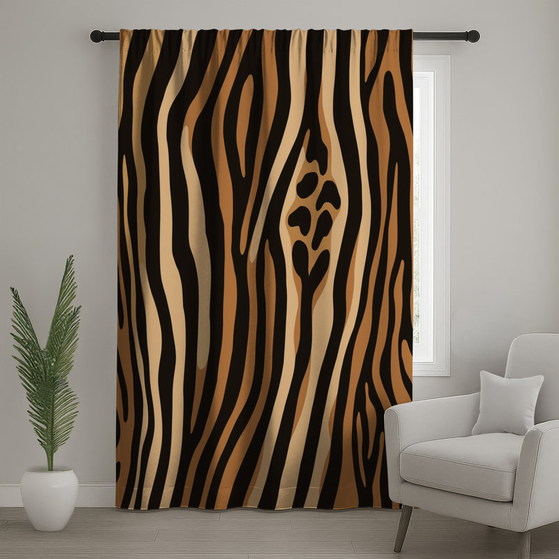 Rideaux de fenêtre à motif zébré, voilages et voilages à motif animal - 1 panneau, 50 po x 80 po - 1 panneau, Blocage