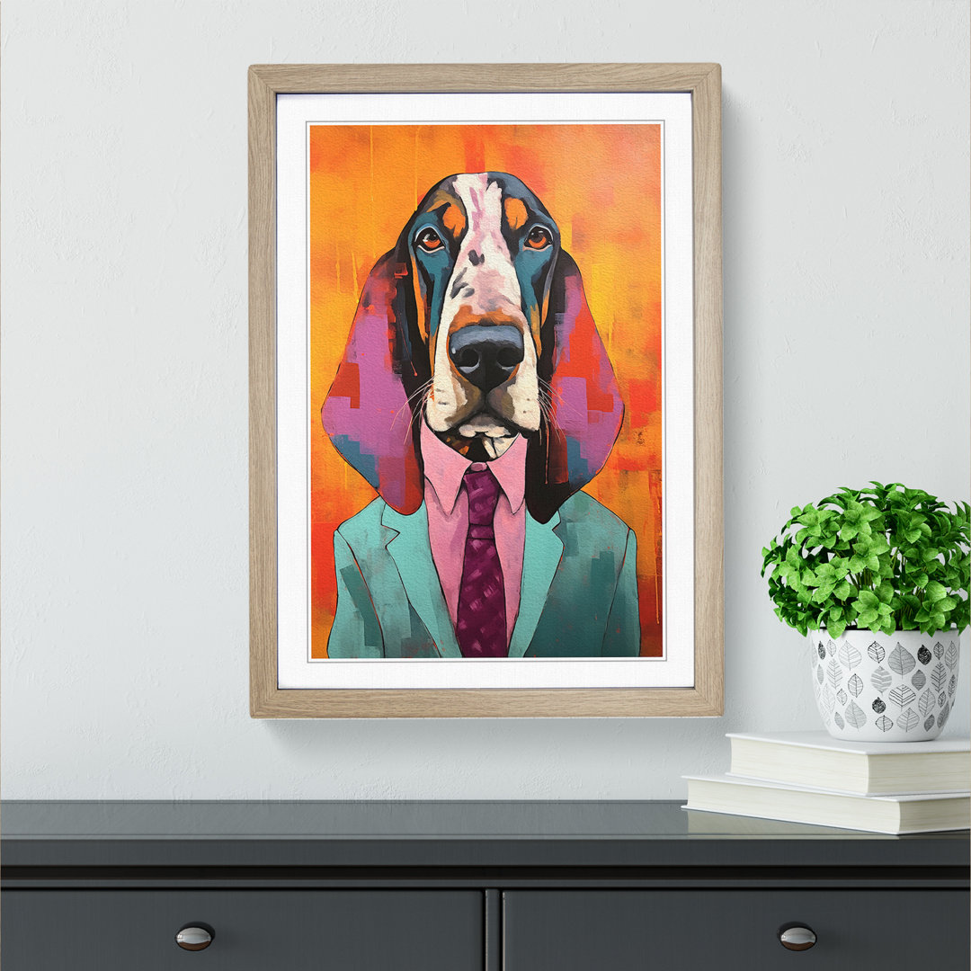 Basset Hound Modern - Framed Print
