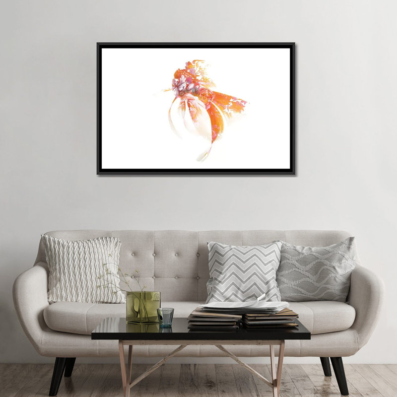 Koi i, impression sur toile, H 18 po x l 26 po x P 1,5 po, Toile avec cadre noir, Pas de tapis