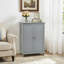 Armoire de rangement autoportante en bois à 2 portes avec tablettes intérieures réglables personnalisables pour la salle de bain-1765564806