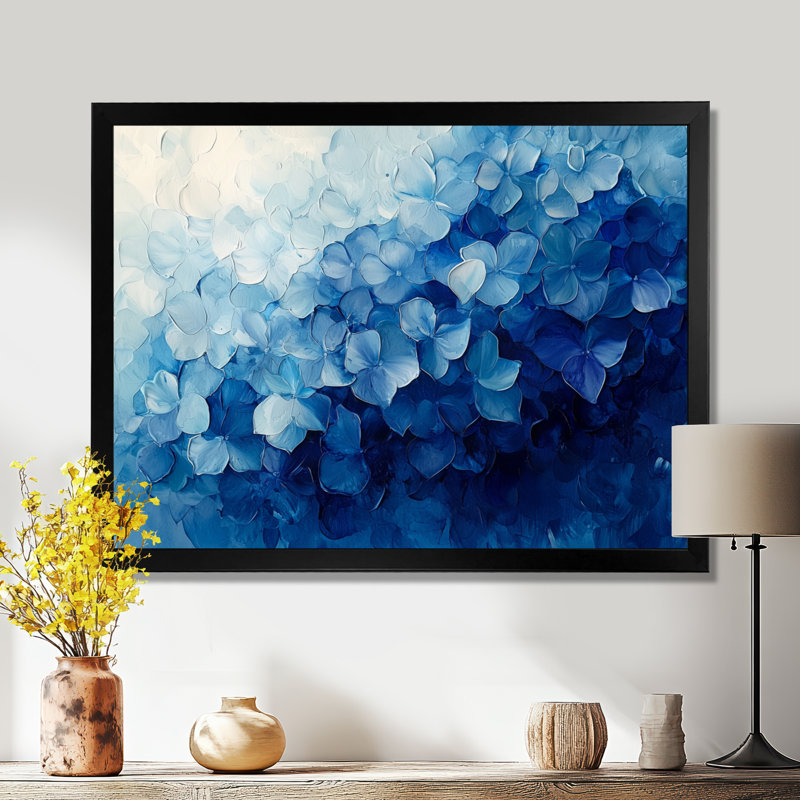 Velours hortensia lignes de grâce - hydrangées, art mural, 30" H x 40" W, Picture Frame Print, Noir