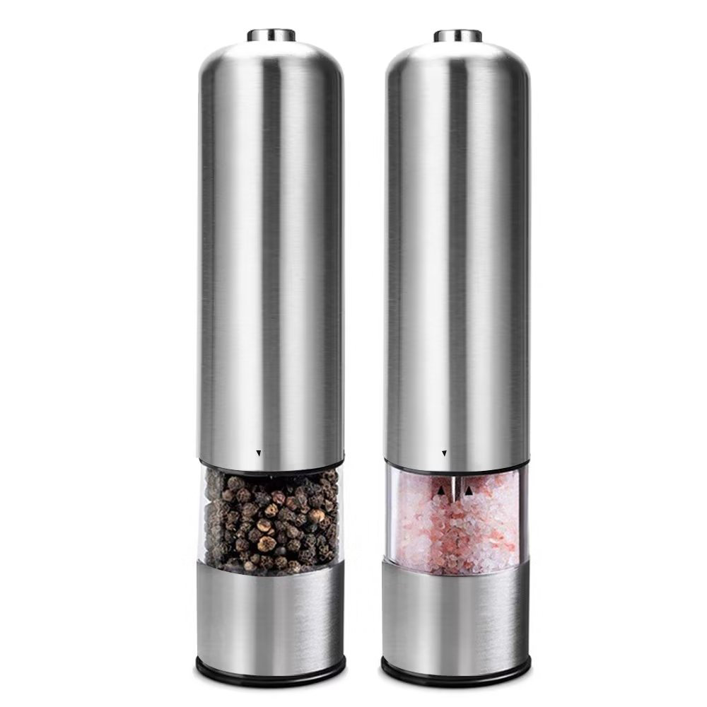 Aptoco Roundhead Electric Salt and Pepper Grinder, Stainless Steel Spice  Grinder with Adjustable Coarseness