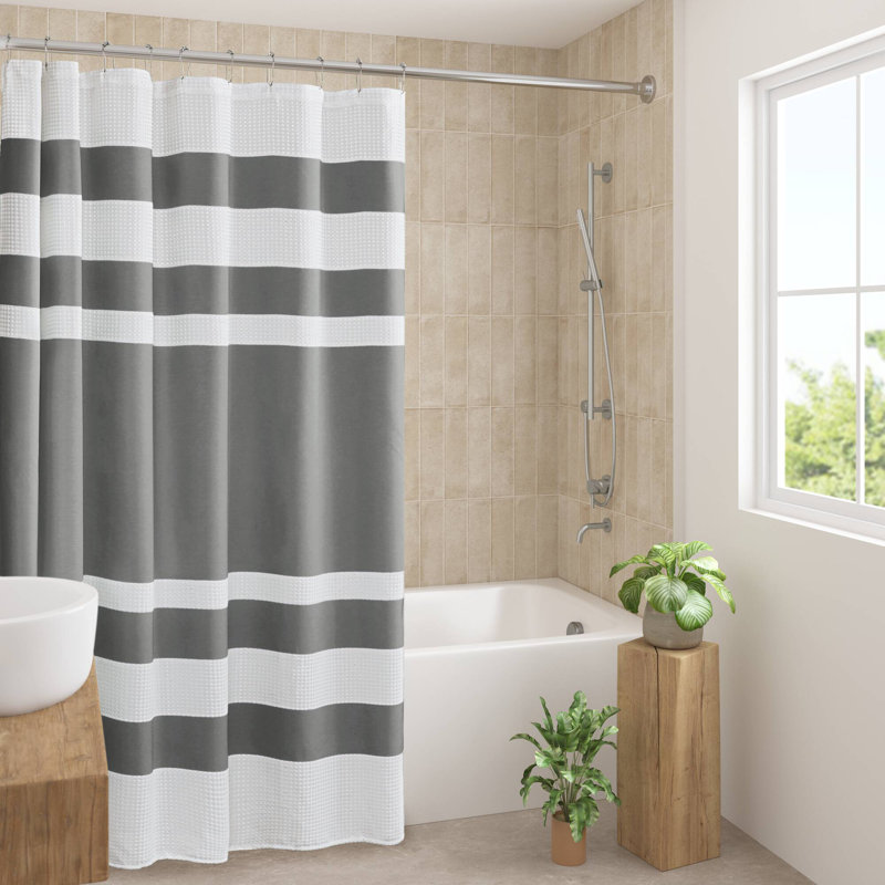 Rideau de douche gaufré de type spa avec traitement 3M, H 72 po x l 72 po, Charcoal