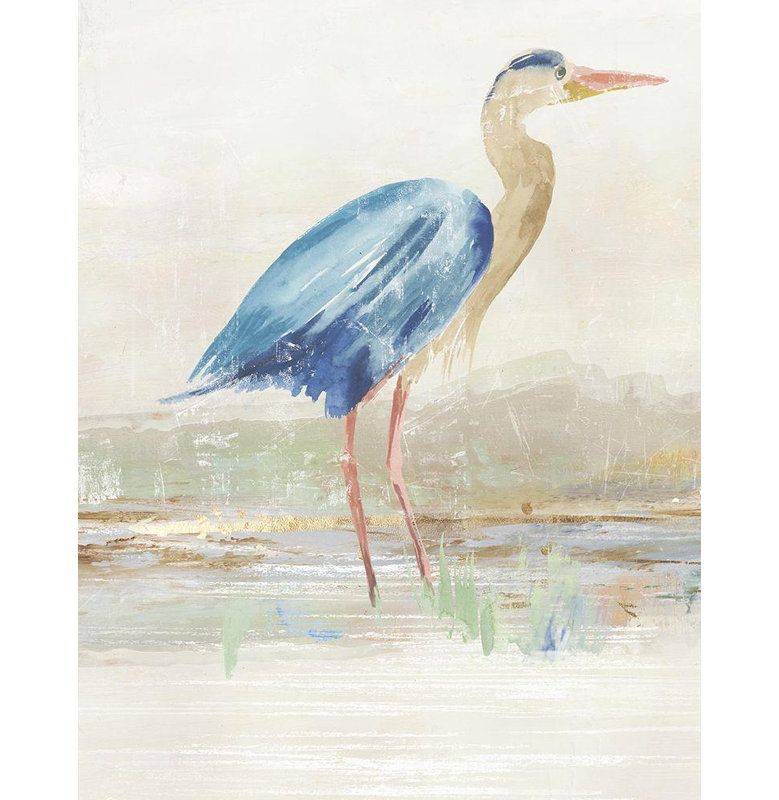 Art sur toile tendue par Beachcrest Home Wilson, Aimee Gallery: Heron in Lake