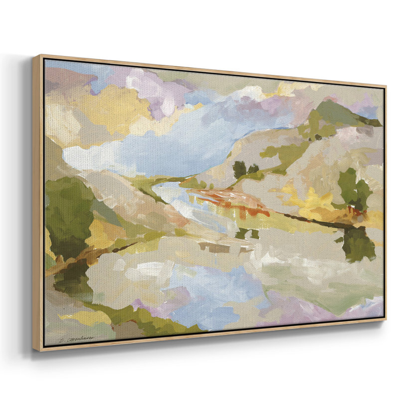 " Uplands II ", 25" H x 37" W x 2" D, Natural Wood Framed