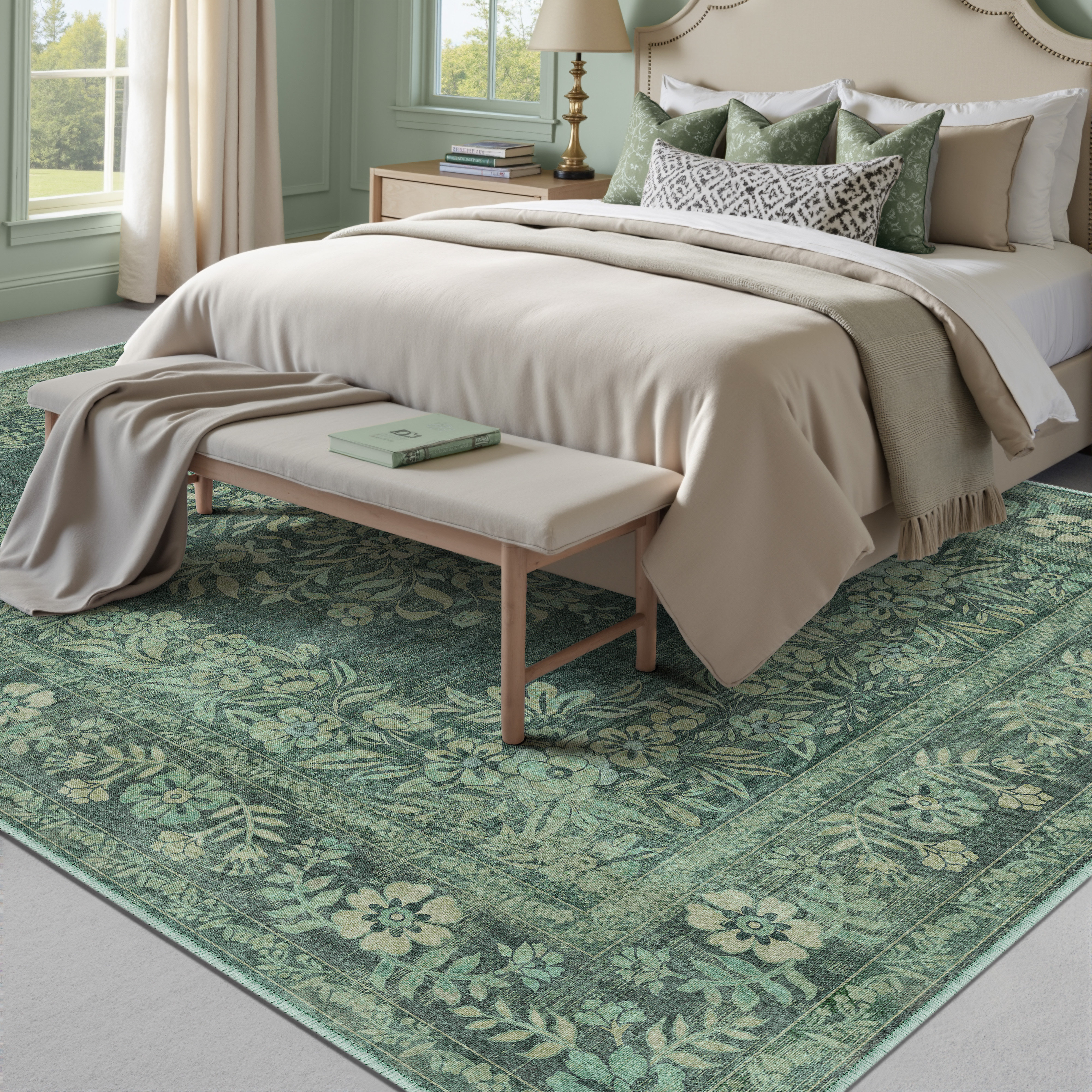 Stella Machine Washable Oriental Area Rug With Non-Slip Backing