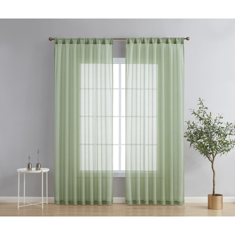 Lauren Semi Sheer Curtain Pair, Sage Green, 54" W x 84" L