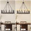 Grand lustre 40 pouces 16 lumières, bois rustique et finition noir mat