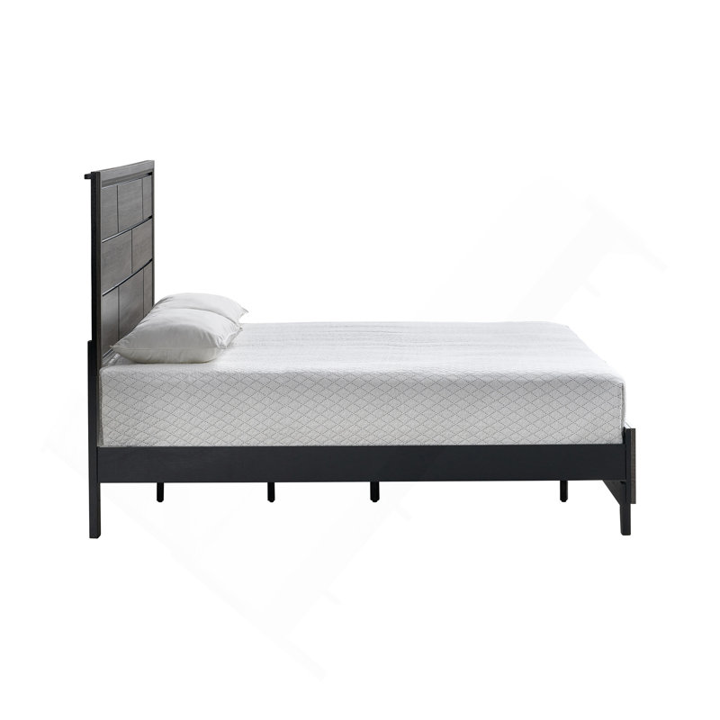Lit Glasgow G04390A-QB (matelas non inclus), Très grand lit, Gris