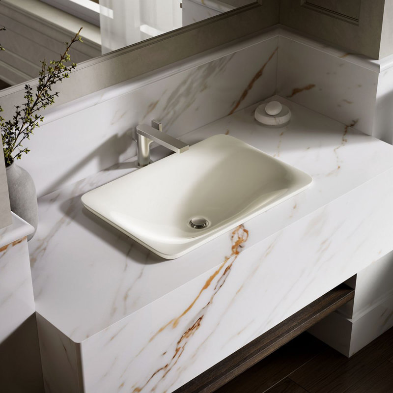 Carillon® Ceramic Rectangular Drop-in Bathroom Sink, Thunder Gray