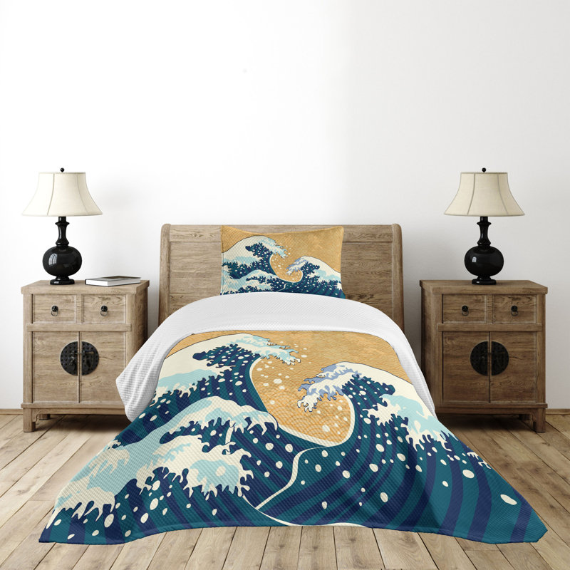 White Quilted Twin Bedspread Set with Pillow Sham