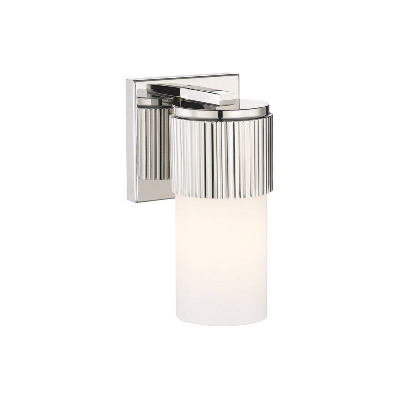 Applique murale 1 lumière 12 "Bolivar, Nickel poli, H 7,5 po x l 5,1 po x P 4 po, Blanc mat