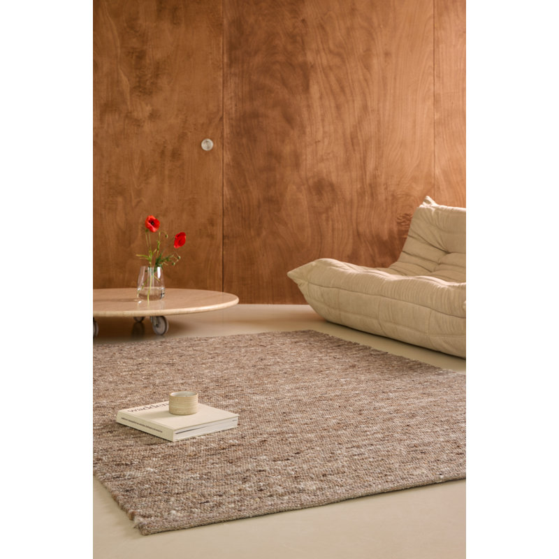 Sober Hand Woven Wool Area Rug, Soft Brown, Rectangle 8'2 x 11'6
