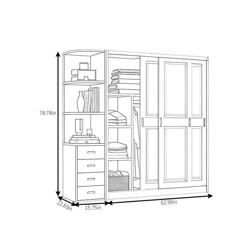 Simple And Practical Wardrobe, 79" H x 79" W x  23" D