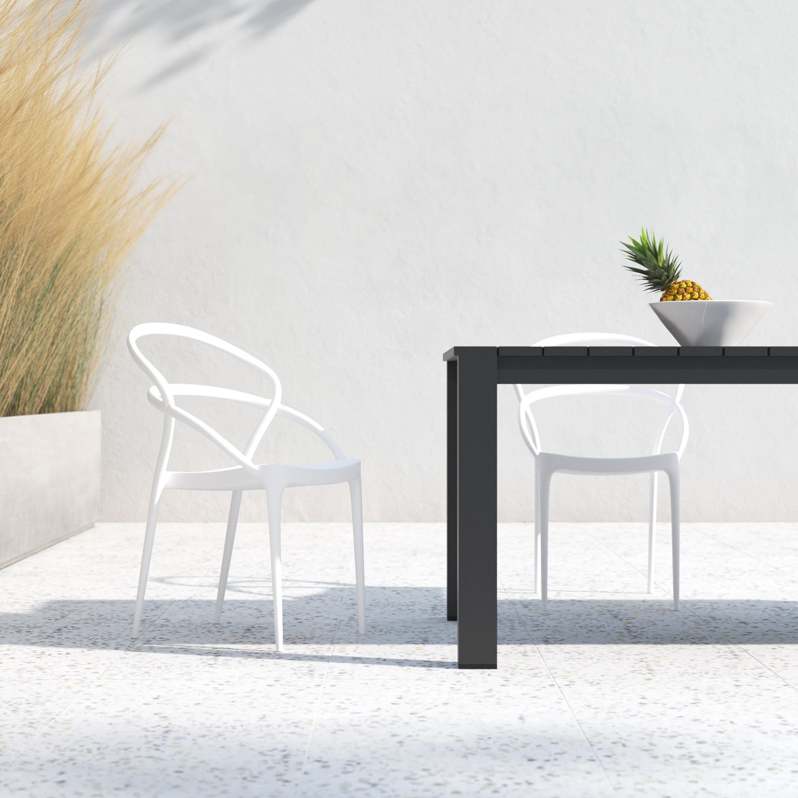 Farrah Stackable Patio Armchair, White
